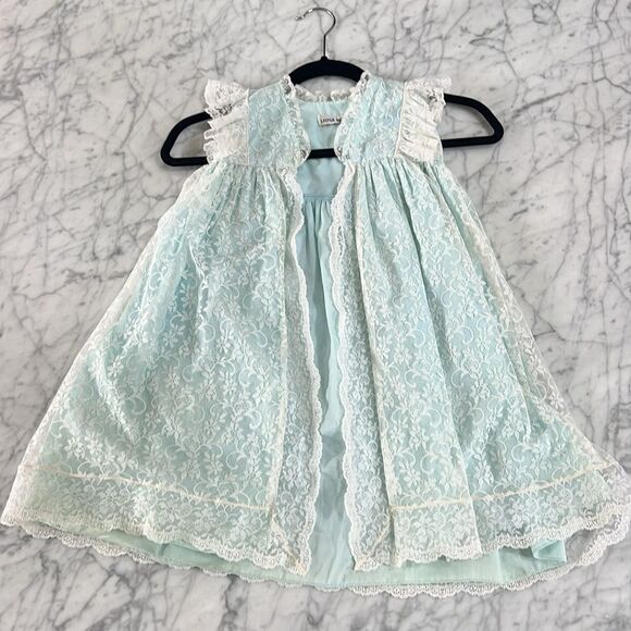 Vintage Light Blue Lace Toddler Cloak Coat 3T - Picture 5 of 13